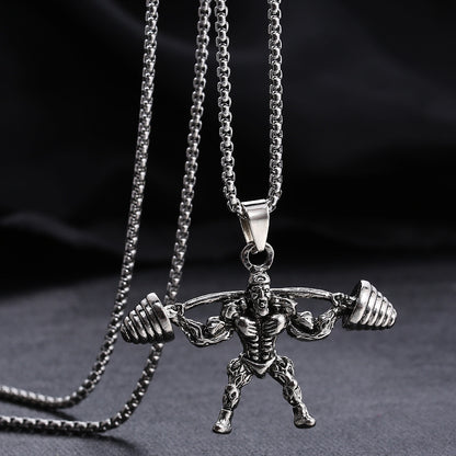 Stainless Steel Hip Hop Barbell Weightlifting Fitness Pendant Necklace f2f0a6f4 144d 43e2 b44a a90f8012cccd