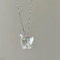 Fashion Jewelry Cute Transparent Cat Rhinestone Pendant Necklace Silver Plated Chain Women Girls Fashion Collar Necklace Part