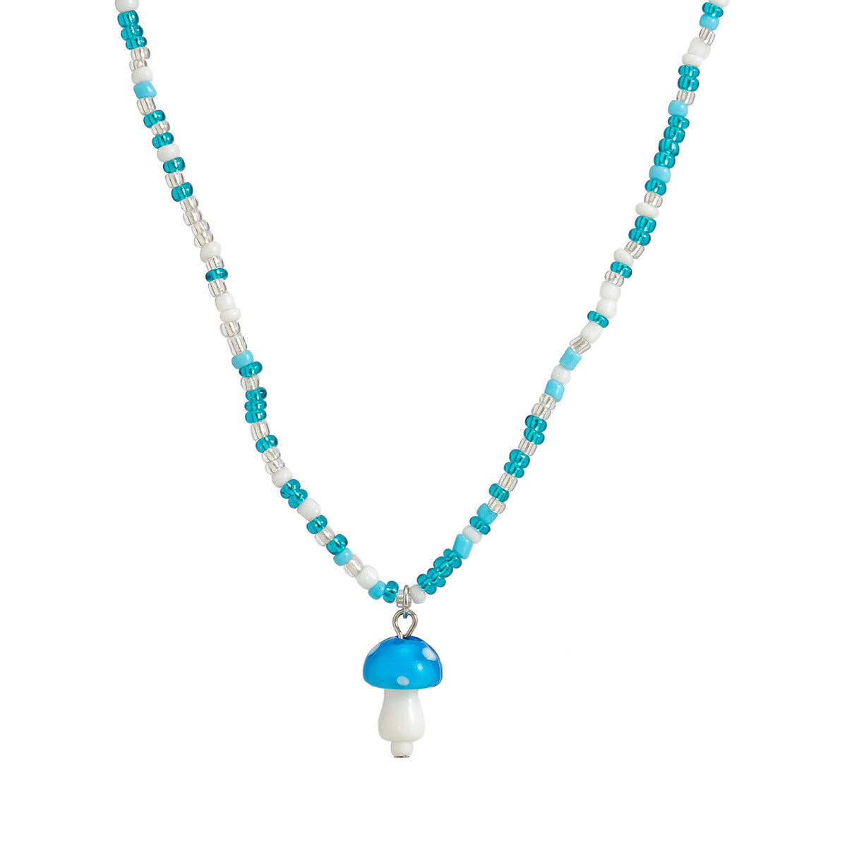 Cute Contrast Color Bead Vacation Style Necklace Summer Colorful Beaded Mushroom Necklace For Women f30f2a52 f1b4 4347 8e62 e