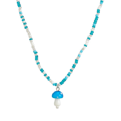 Cute Contrast Color Bead Vacation Style Necklace Summer Colorful Beaded Mushroom Necklace For Women f30f2a52 f1b4 4347 8e62 e