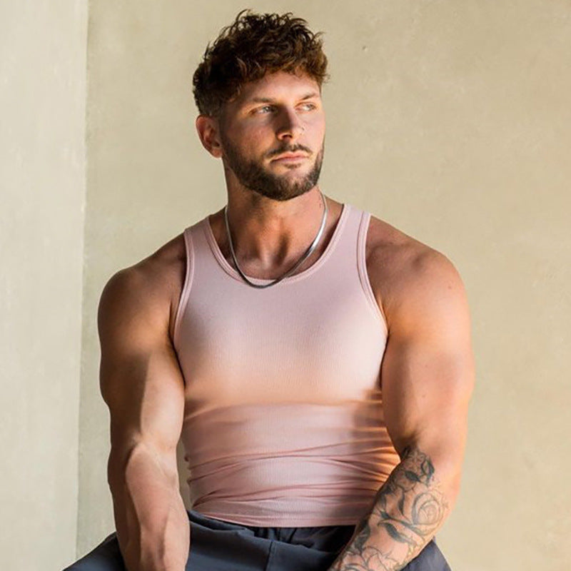 Men's Summer Knitted Ice Silk Rib Fitness Sports Casual Slim Vest f31e7aaa 09d3 458f 813c 68a2b5d9aeb8