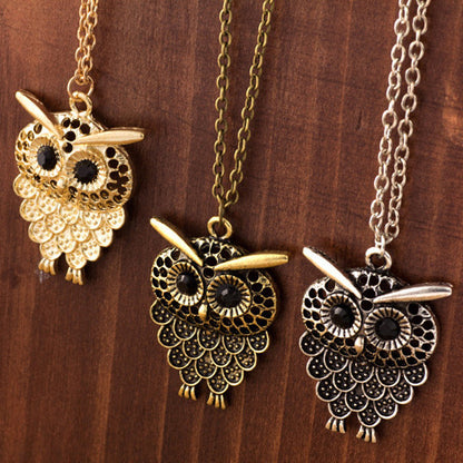 Necklace Personalized Fashion Retro Three-color Owl Alloy Necklace New Women's Exquisite Sweater Chain f36ae5c2 a5ae 4fb9 988