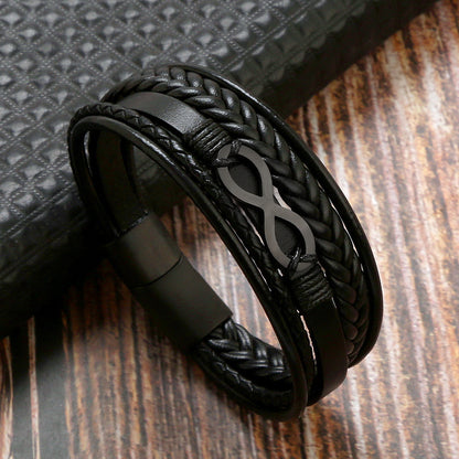 Cowhide Stainless Steel Men's 8-word Multi-layer Magnetic Buckle Bracelet f3924ca7 8ecd 4001 bd35 7c6453537d7c