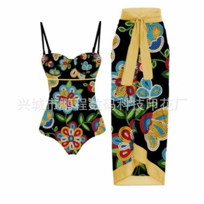 Siamese Conservative Covering Belly Thin Swimsuit French Retro One-piece Bikini f39a31b3 76c7 41a2 90ee 3fd6d27cb7af