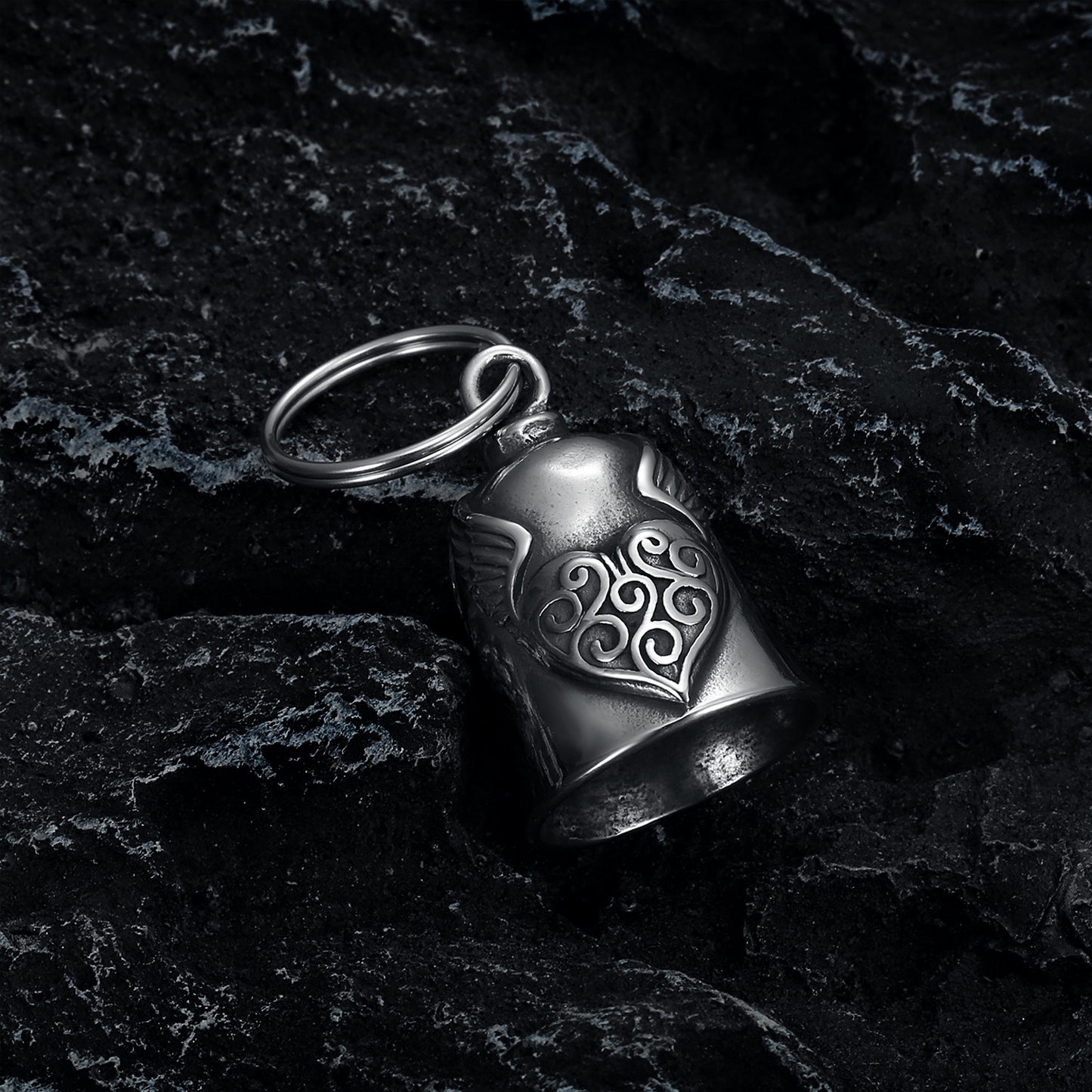 European And American Retro Biker's Style Domineering Angel Wings Love Bell Stainless Steel Bell Pendant f3acd19e 4b6d 49ab a