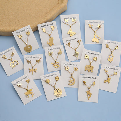 Butterfly Studs Necklace Suit Stainless Steel Geometry f3cc0fc2 c9a9 42ec 8ade 81e45721a11d