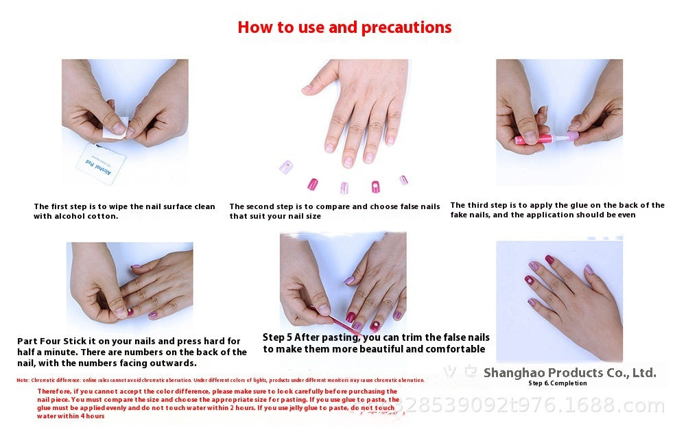 Bride French Diamond Fragments Fake Nail Sticker Long f3dac969 a855 4bd3 b842 9224371447a9