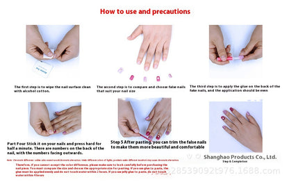 Bride French Diamond Fragments Fake Nail Sticker Long f3dac969 a855 4bd3 b842 9224371447a9