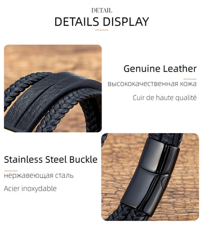 Casual Leather Stainless Steel Magnet Buckle Braided Bracelet f3e8555f c9a1 449b a57f 0346b296d335
