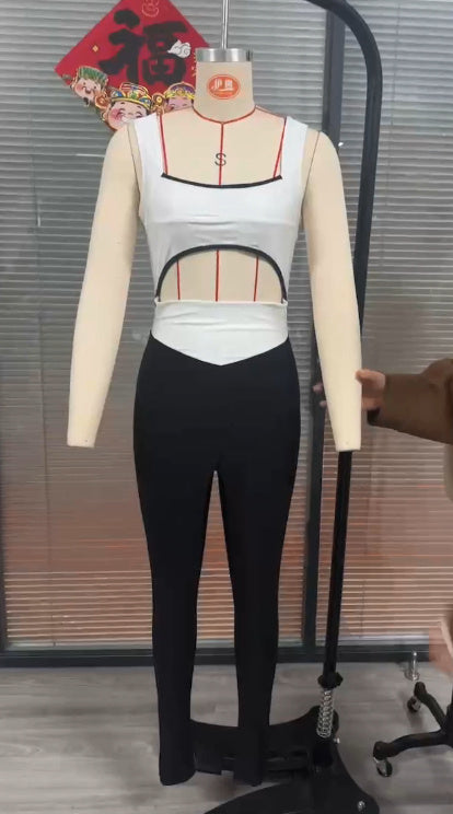 Bare Midriff Slim Fit Contrast Color Vitality Jumpsuit f3f50d1c 463b 47b5 beea b4fbea404fa9
