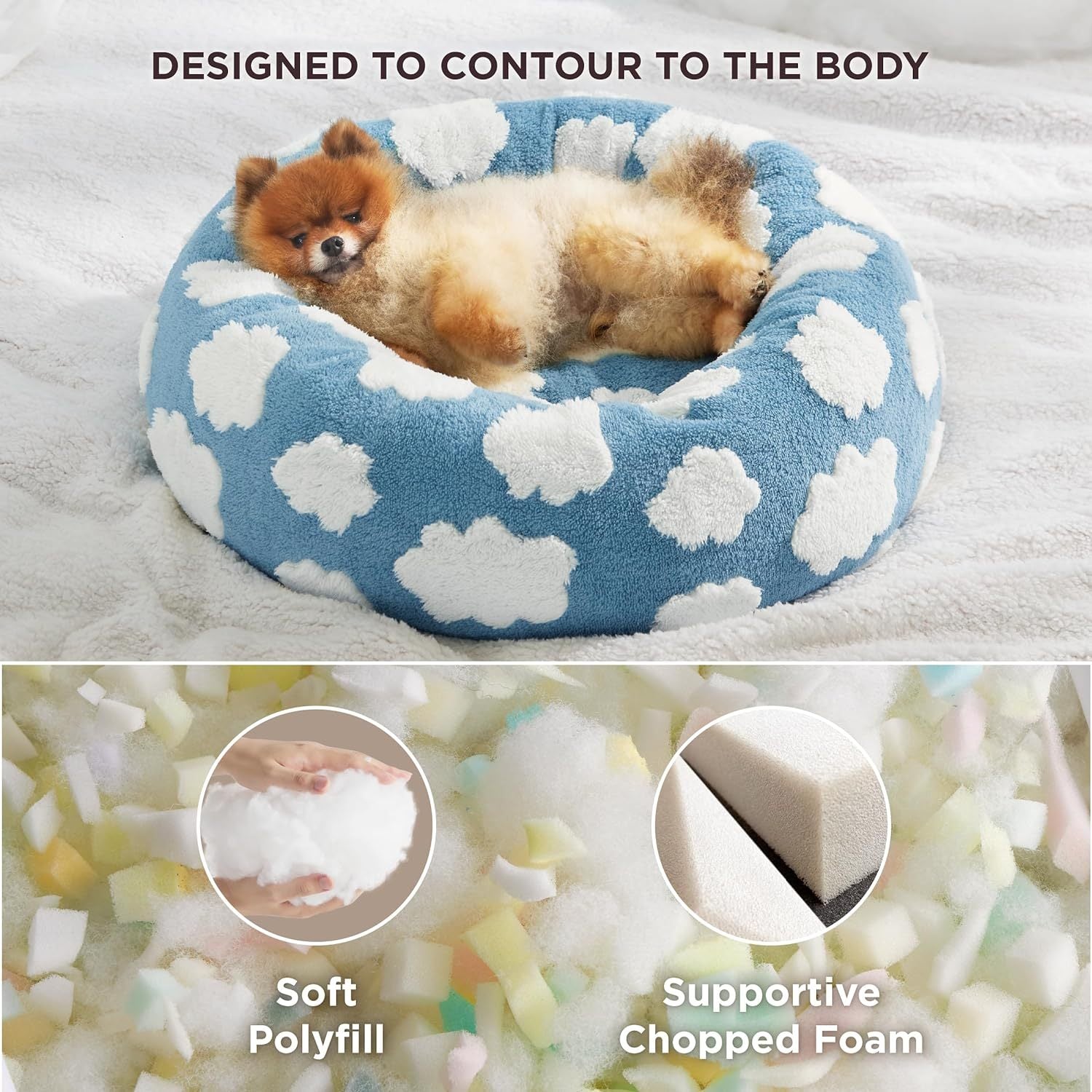 Lesure Cat Beds For Indoor Cats - Round Cat Bed Donut Small Dog Bed Calming Pet Beds, Cute Modern Beds With Jacquard Shaggy P
