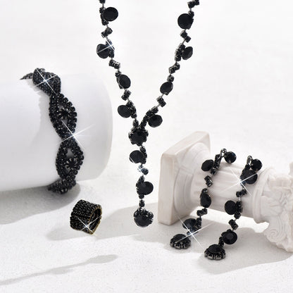 Fashion Crystal Necklace Ear Stud Bracelet Jewelry Accessories