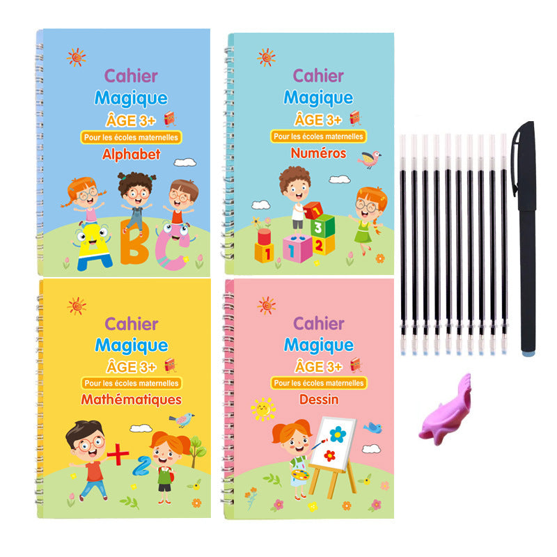 Children's Groove English Calligraphy Practice Board French German Painting Magic English Stickers Copy Control Pen Training Book - 图片 4