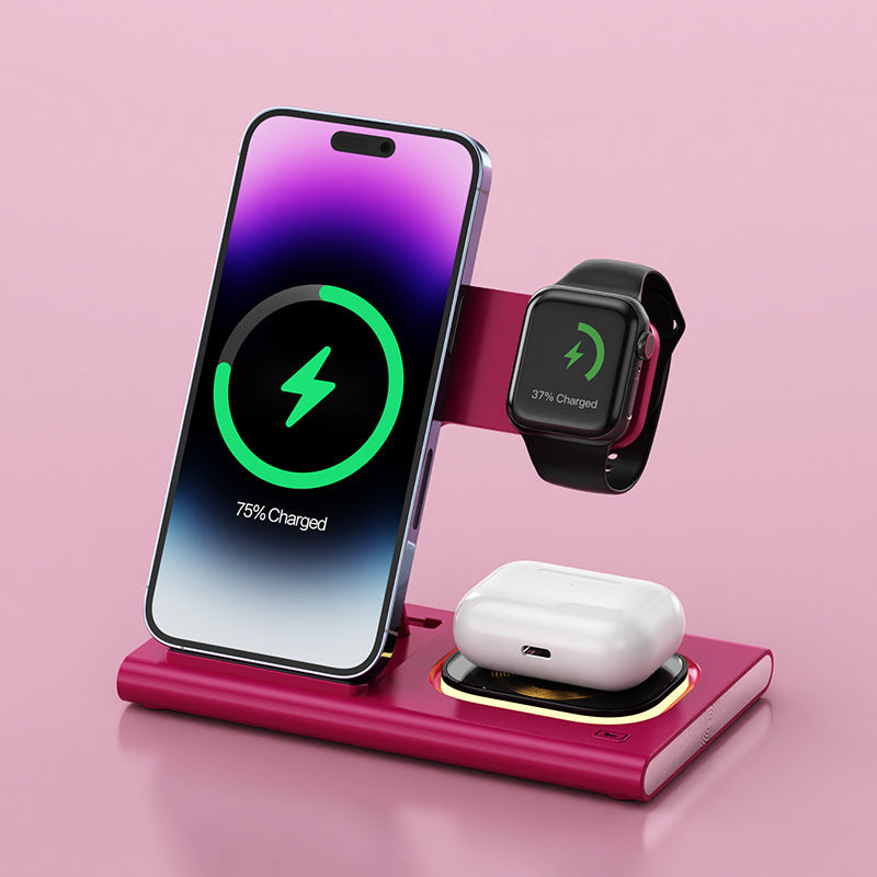 3 IN 1 15W Wireless Charging Charger Magnetic Desktop Night Light Iwatch Fast Charging Stand Gift Customization - HD Wireless Product #10