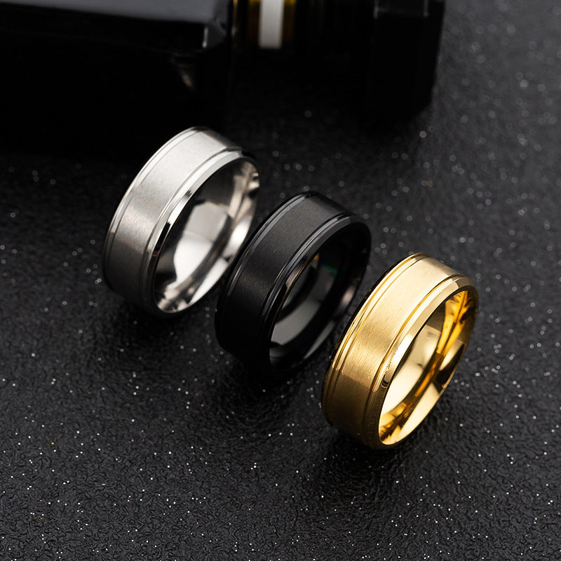 Matte Double Beveled Simple Men's Ring f48f357a 0503 4b6b 95c2 3aa649368062