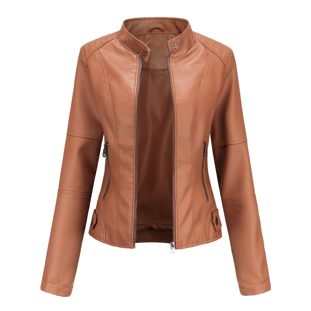Thin Large Size Leather Clothing With Stand Collar Slim-fit Jacket f4a47aa6 c8e9 4537 8bb7 5fa3c0eb0783