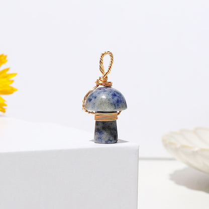 Crystal Agate Semi-Precious Mushroom Braided Pendant f4a49162 a64c 42ef ac6b 31da7fe3fb0d