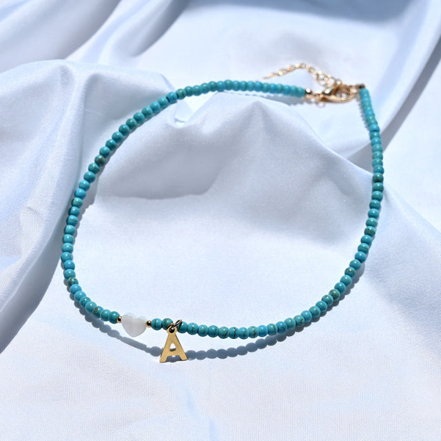 Colorful Beads Initial Choker For Women Stainless Steel Lett f4c77c5b e8b3 49ab 909e 7b0e914acd1e