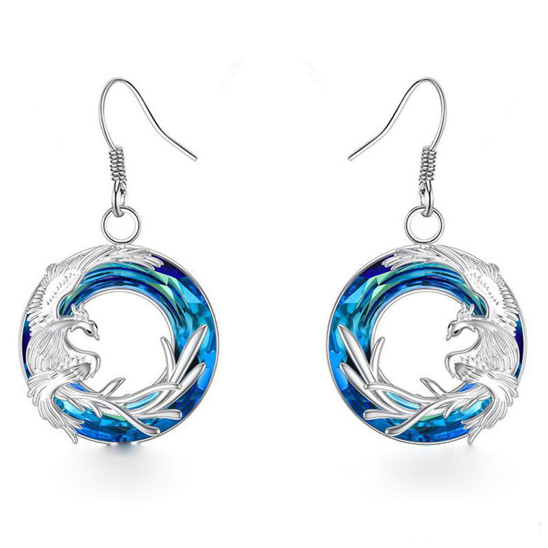 Fire Of Life Pendant Phoenix Round Crystal Earring Necklace f4cc5acb d124 47d3 b259 901e7d3103f7