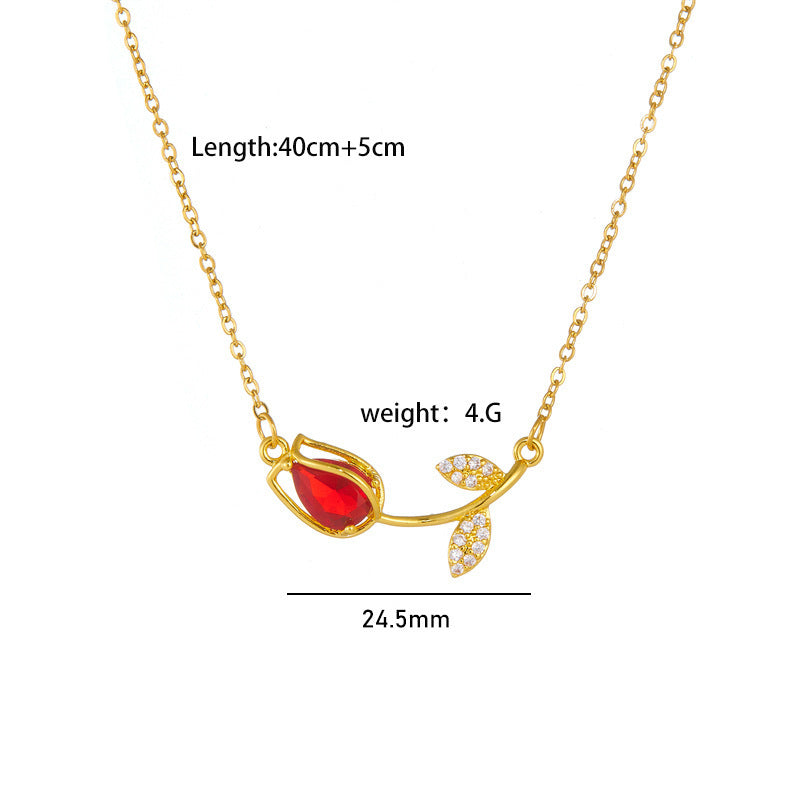 Tulip Flower Necklace For Women f4dd6c81 b000 4bf4 997e c50c1c5231ca