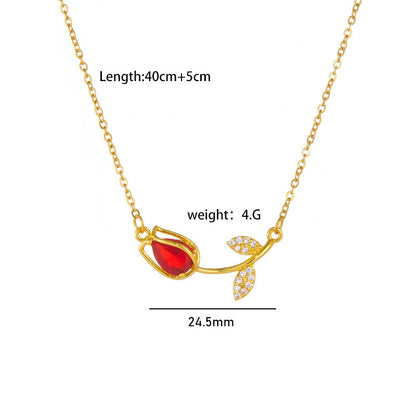 Tulip Flower Necklace For Women f4dd6c81 b000 4bf4 997e c50c1c5231ca