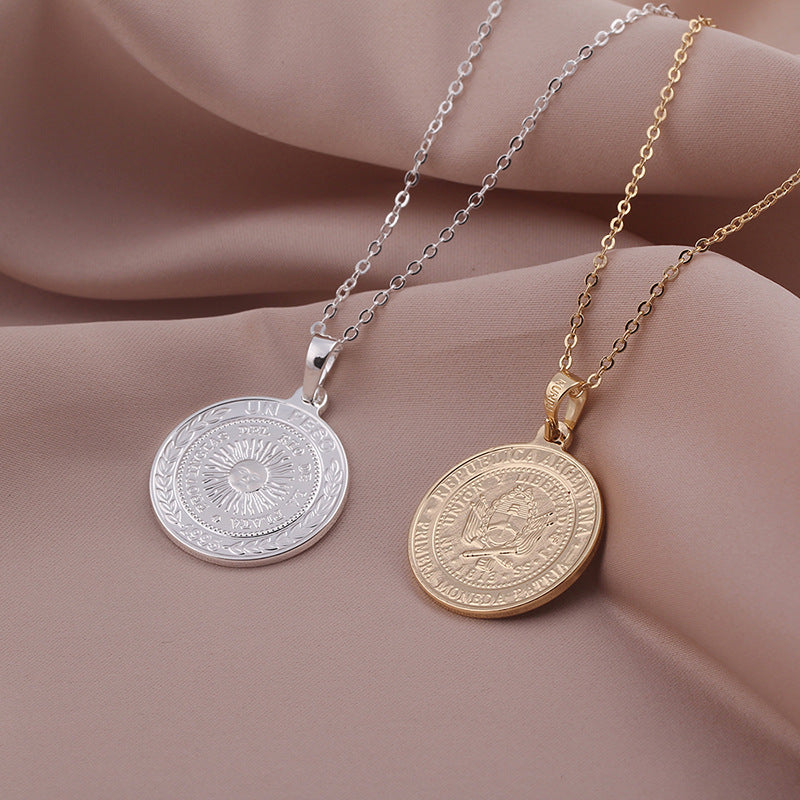 European And American Ins Style Women's Copper Round Retro Necklace f4eb5477 4646 4bcc b950 0b974204135a