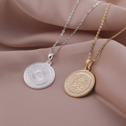 European And American Ins Style Women's Copper Round Retro Necklace f4eb5477 4646 4bcc b950 0b974204135a