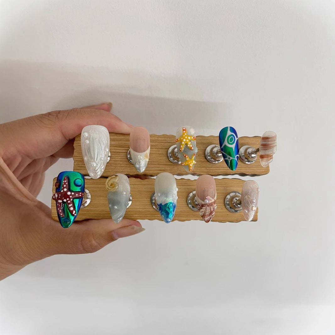 Hand-painted Happy Underwater World White Advanced Long Manicure f4ed4591 abc1 4e6a 91c5 4e4ddf0f7a10