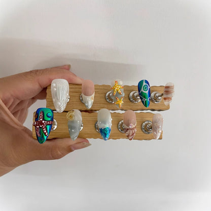Hand-painted Happy Underwater World White Advanced Long Manicure f4ed4591 abc1 4e6a 91c5 4e4ddf0f7a10