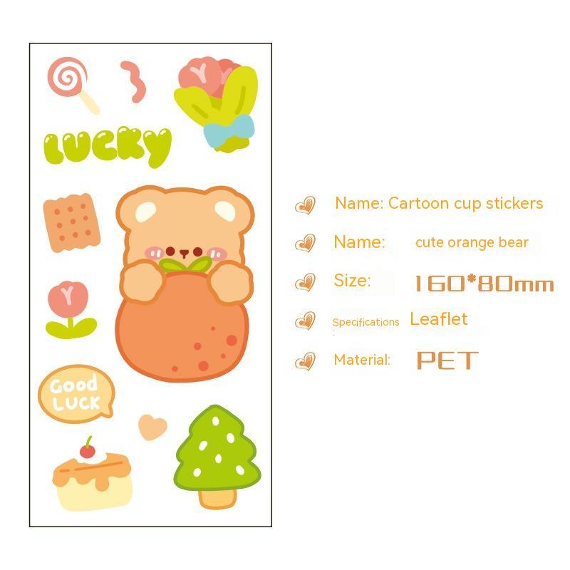 Cute Bear Clear Water Cup Stickers Children's Cartoon Korean Journal Material Mobile Phone Cup Decoration f4eec9d0 2229 42b3 