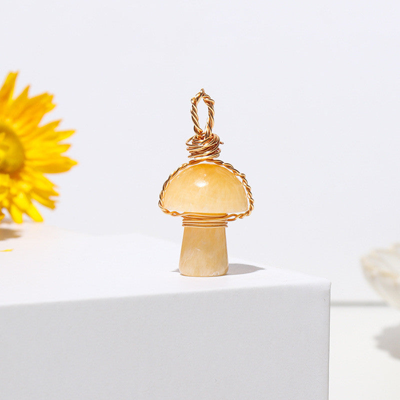 Crystal Agate Semi-Precious Mushroom Braided Pendant f50a0bf6 1e63 4b53 9b30 d2992020dbd1