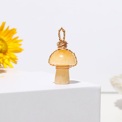 Crystal Agate Semi-Precious Mushroom Braided Pendant f50a0bf6 1e63 4b53 9b30 d2992020dbd1