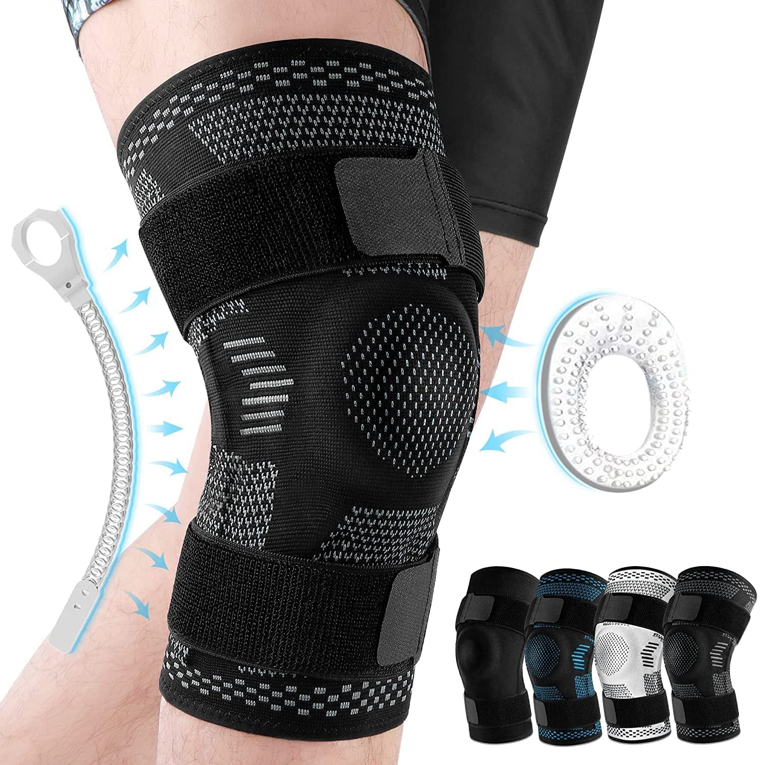 Knitted Breathable Silicone Strap Compression Sports Knee Leg Guards f5272440 b34c 447b 8703 10aaeadc42e3