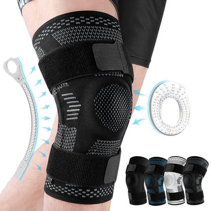 Knitted Breathable Silicone Strap Compression Sports Knee Leg Guards f5272440 b34c 447b 8703 10aaeadc42e3