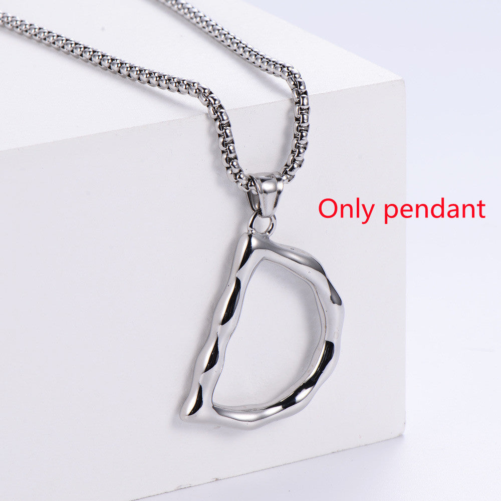 Three-dimensional 26 English Letter Pendant Necklace Fashion Jewelry Titanium Steel Couple Ornament f5385b25 3a75 4763 a689 b
