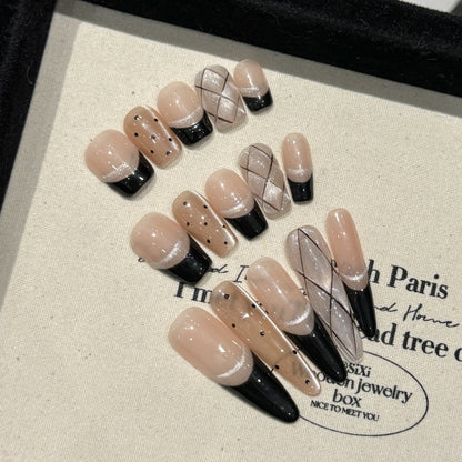 French Black Edge Classic Style Handmade Wearable Manicure f54ba12b 500b 4c82 b604 3960d67688e0