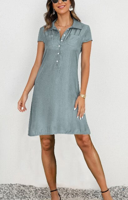 Split Pocket Large Swing Skirt Plus Size Casual Denim Dress