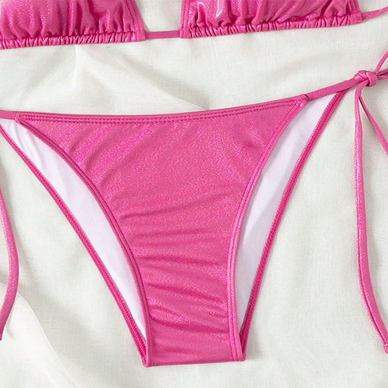 Pure Color Tied Beach Sexy Bikini Hot Spring Split Swimsuit Female Bikini f5979317 7966 435e 9a2a 2938718d2dfd