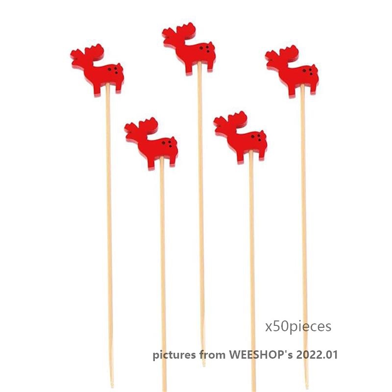 Disposable Christmas Tree Fruit Toothpick Fancy Bamboo String Bamboo Stick Cocktail Art Fruit Fork New 5 Models f5b2ca63 3a68