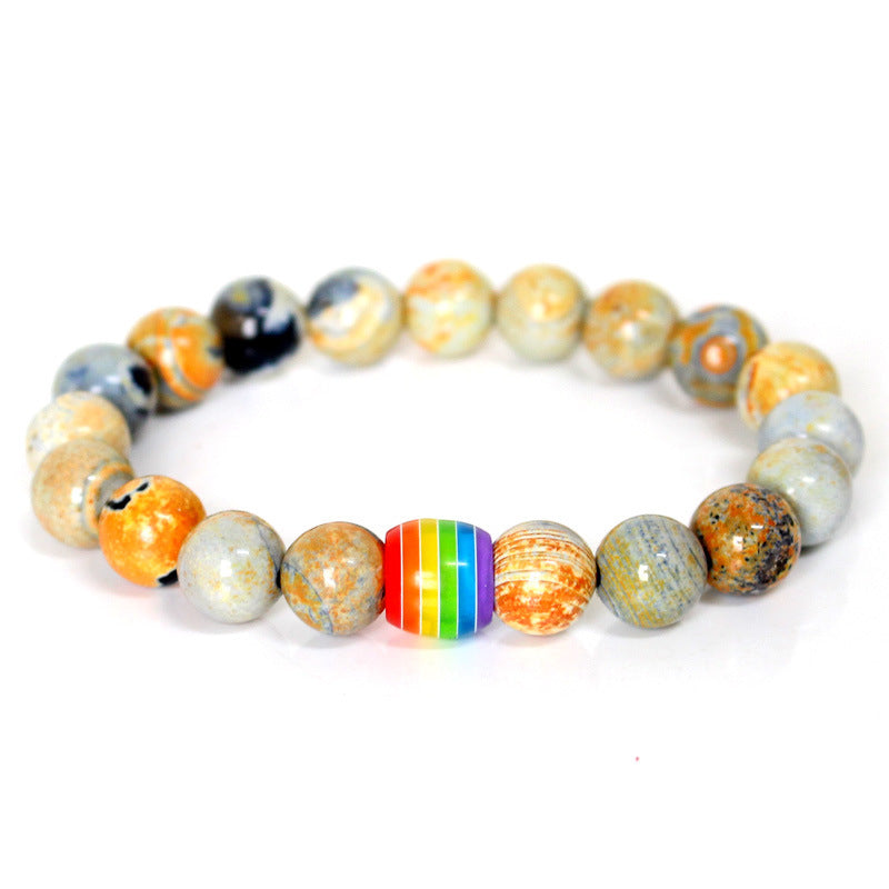 Rainbow Bead Bracelet Pride Natural Stone Strand Couple Bracelets f5bc65d9 9b8d 477b 91a6 335abdca3bb0