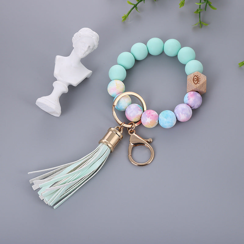 Color Silicone Bead Bracelet PU Tassel Key Chain f5c9962b 3721 48ed 8ae4 ff063cb9a837