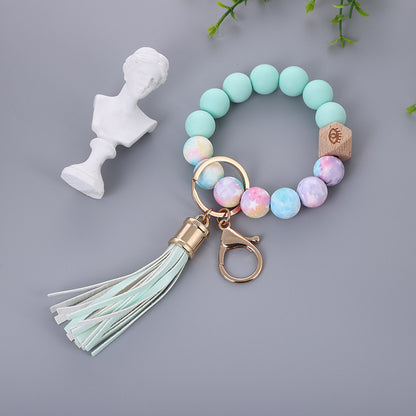 Color Silicone Bead Bracelet PU Tassel Key Chain f5c9962b 3721 48ed 8ae4 ff063cb9a837
