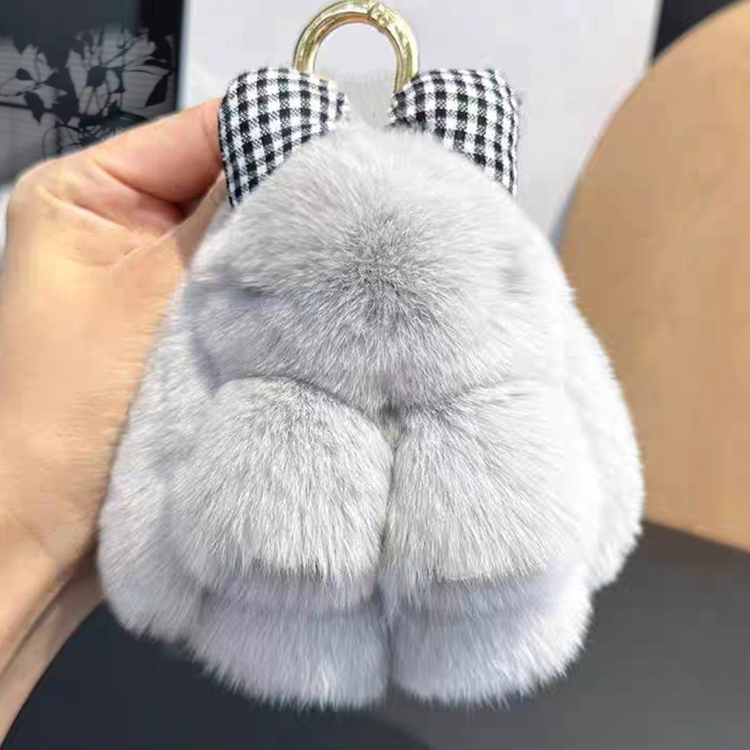 Rabbit Fur Bow Bunny Car Key Ring f5d65d2d ec8d 4a35 873a 6c64b4d18dbe