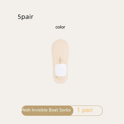 Women's Mesh Boat Socks Summer Thin Cotton Bottom Non-slip Tight Ice Silk Arbitrary Cut Women's Low Cut Invisible Socks f5d89