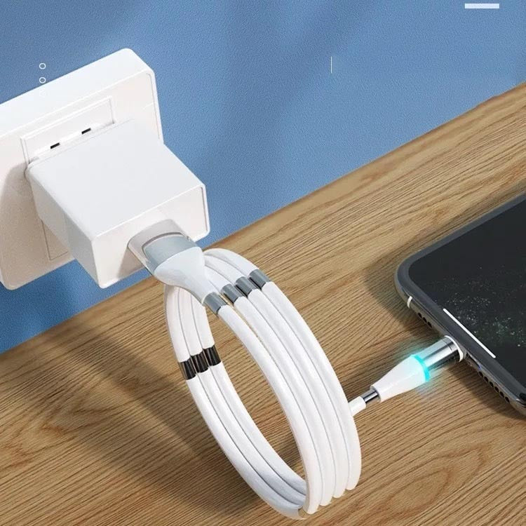 Compatible With A Pple , Fast Charging Silicone Storage Three-in-one Data Cable - 图片 2