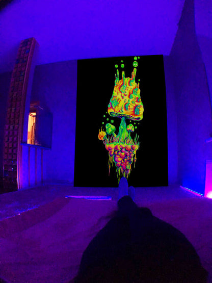 Fluorescent Tapestry UV Fluorescent Tapestry Psychedelic Mushroom Wall Hung Hippie Decorative Room Aesthetics f645cc90 1249 4