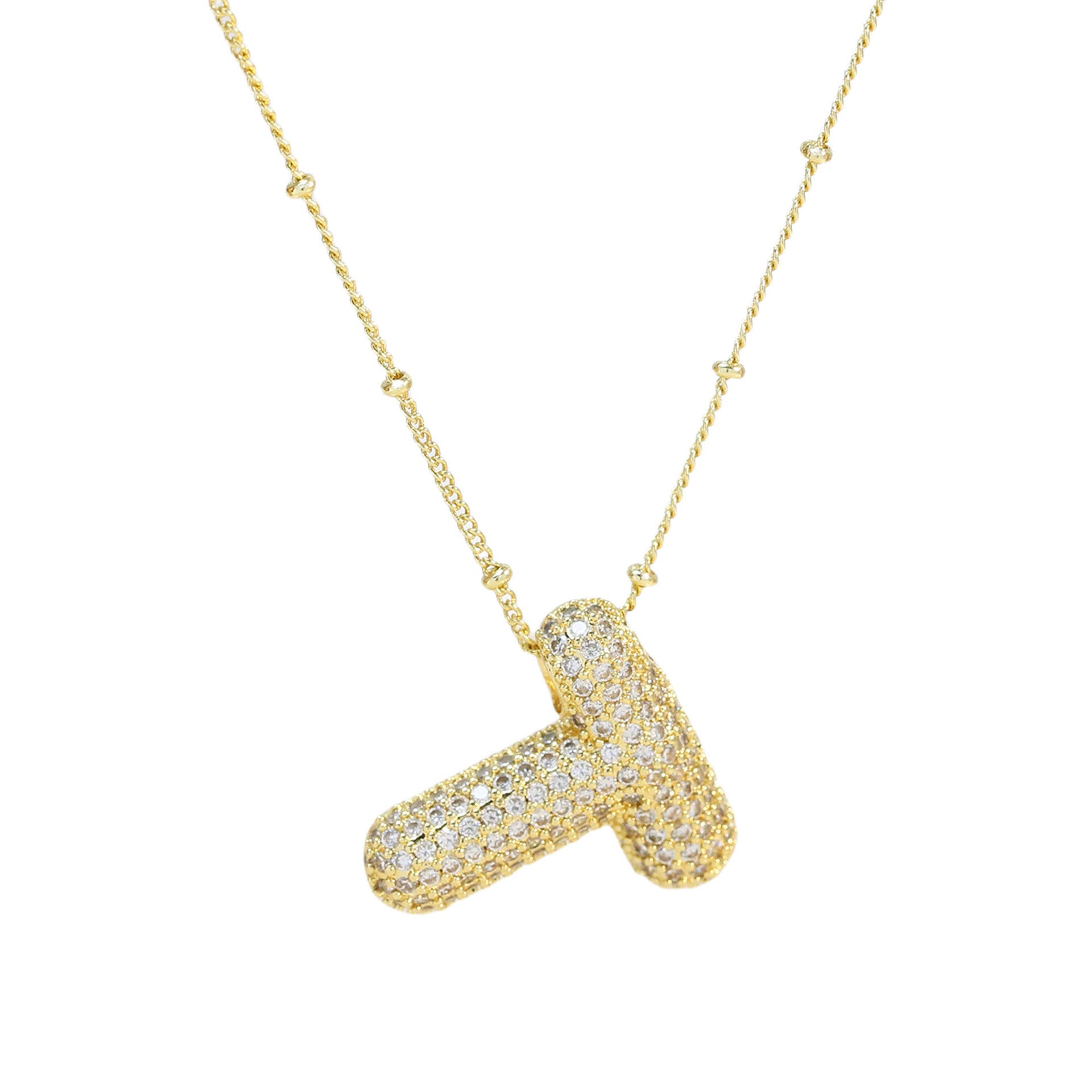 Brass Zircon Bubble Balloon Letter Pendant Necklace For Women f669694b 8d1a 44c0 bacd d70e53c3513c