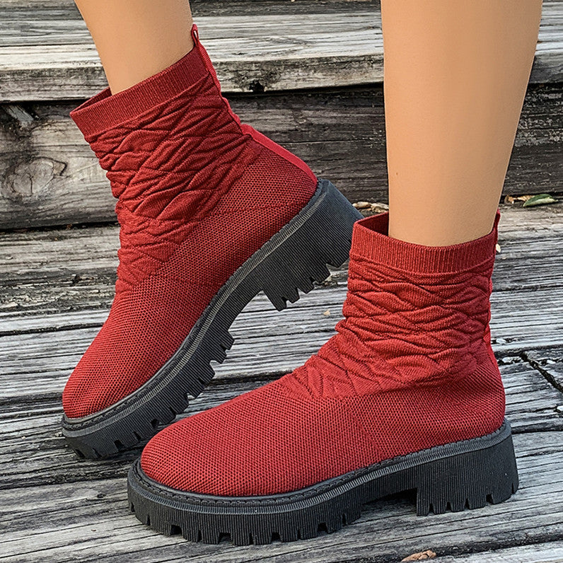 Women's Thick Heel Solid Color Casual And Comfortable Martin Boots f690ba7f dd72 4c6a bb00 d2fe2a6d1475