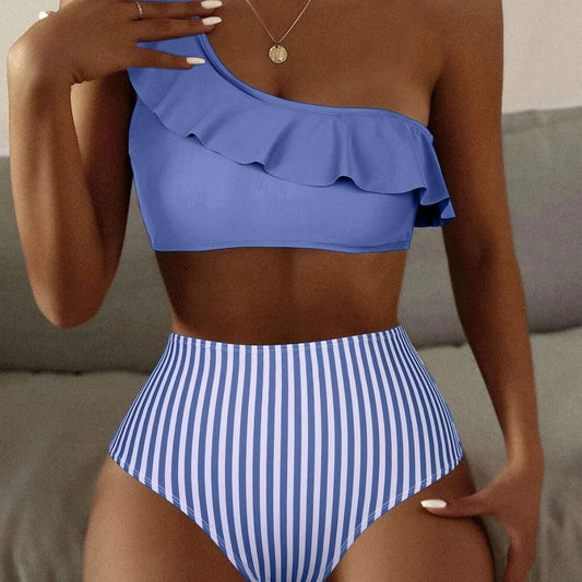 Striped Solid Color Split Bikini Women's Swimsuit f6952257 b64b 44ae 8a20 a151a5dd3f3a
