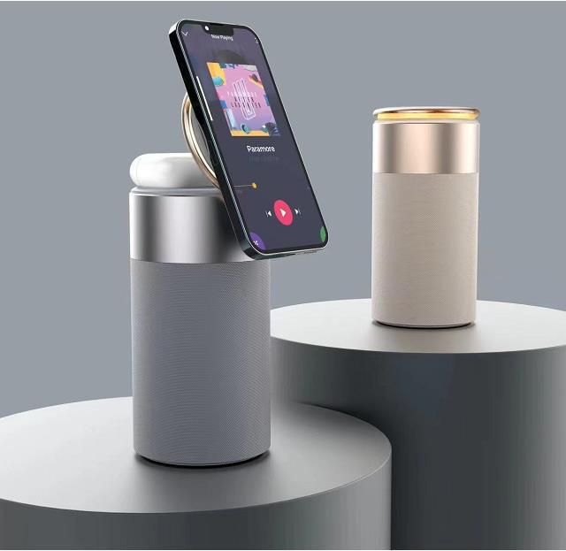 3 In 1 Multi-Function IPhone And AirPods Wireless Charger Portable Bluetooth Speaker With Touch Lamp For Home And Office - HD Wireless Product #1
